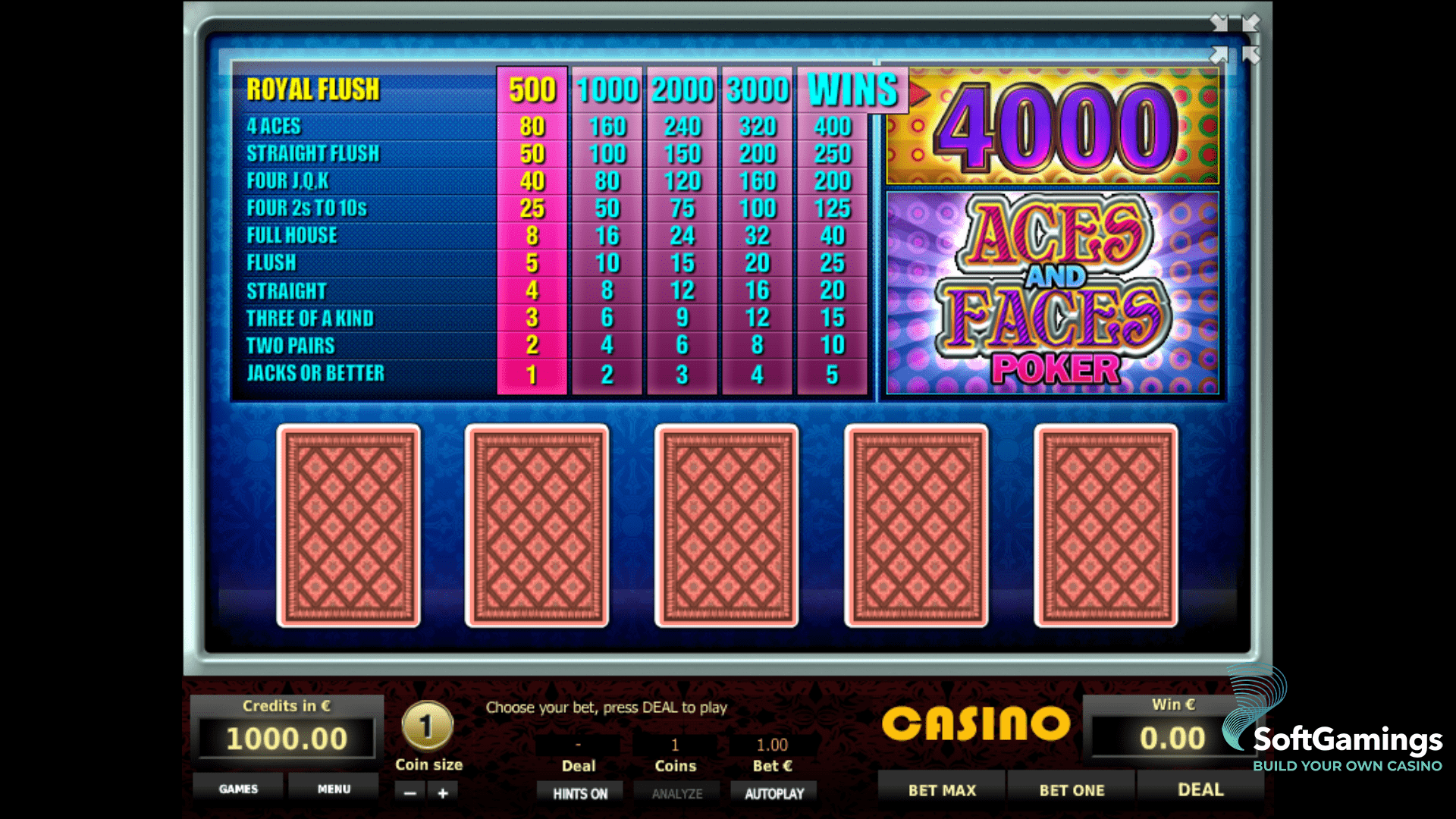 Aces And Faces Video Poker